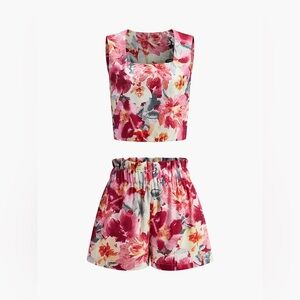 COMMENSE Floral Print Sleeveless Short Set